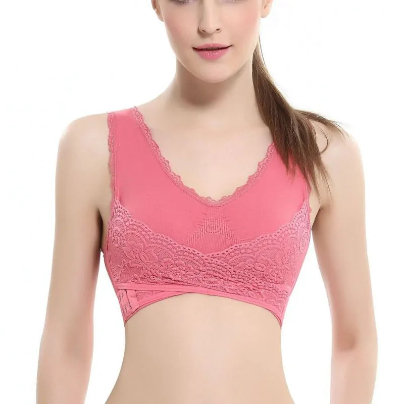 Front Cross Wireless Lace Lift Bra