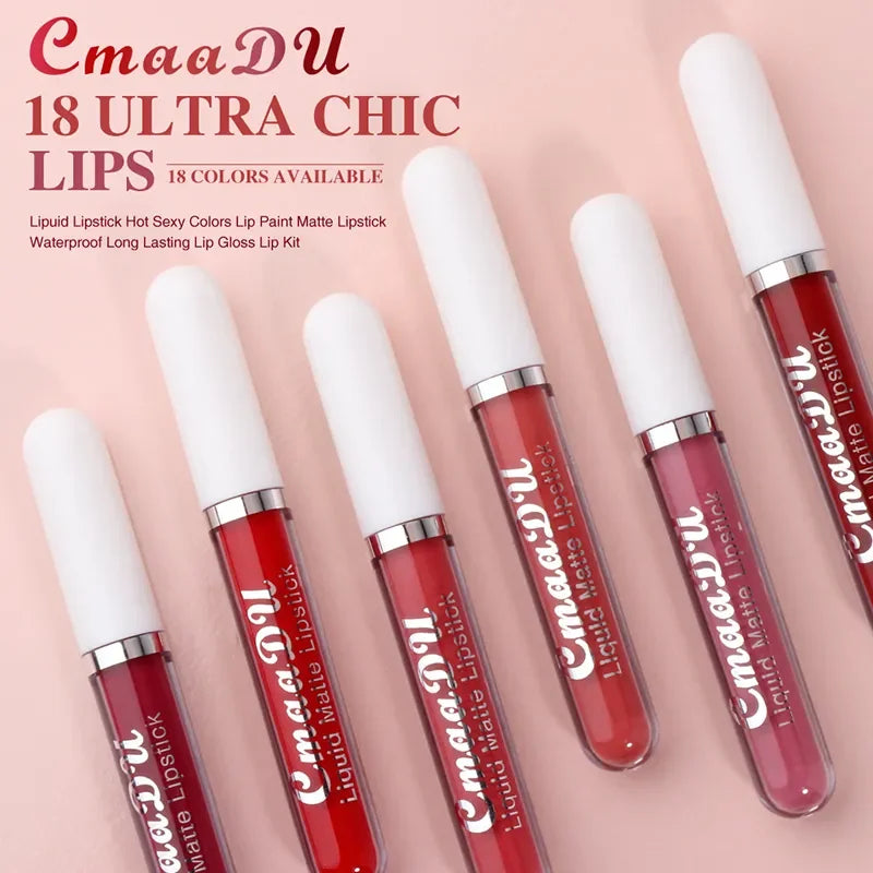 Sexy Long Lasting Velvet Matte Lip Gloss Liquid Lipstick Lip Makeup Women Beauty Nonstick Cup Waterproof Lip Gloss