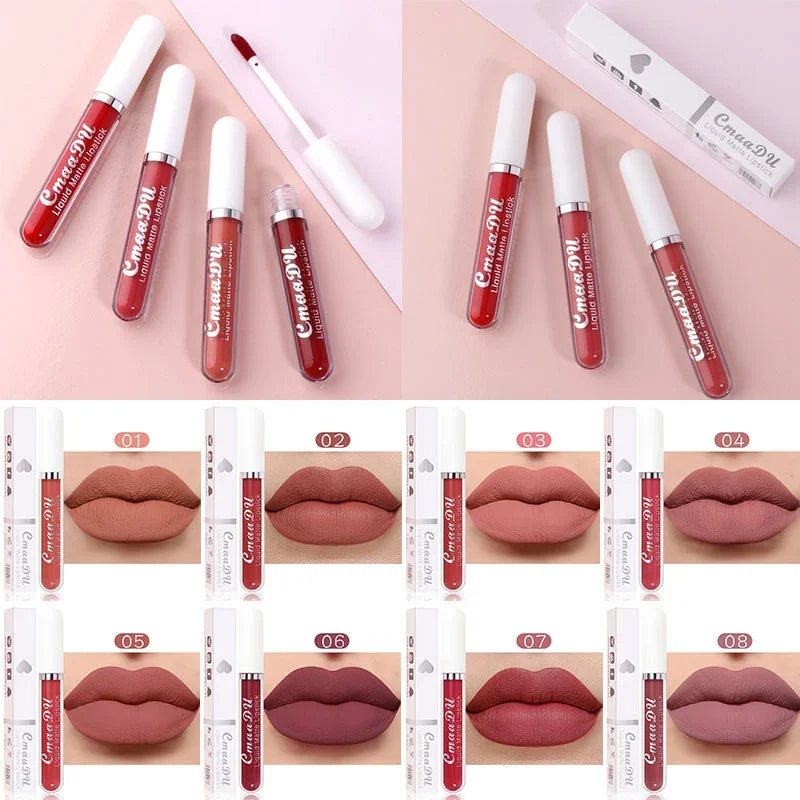 Sexy Long Lasting Velvet Matte Lip Gloss Liquid Lipstick Lip Makeup Women Beauty Nonstick Cup Waterproof Lip Gloss