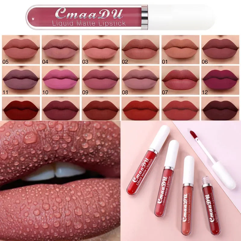 Sexy Long Lasting Velvet Matte Lip Gloss Liquid Lipstick Lip Makeup Women Beauty Nonstick Cup Waterproof Lip Gloss