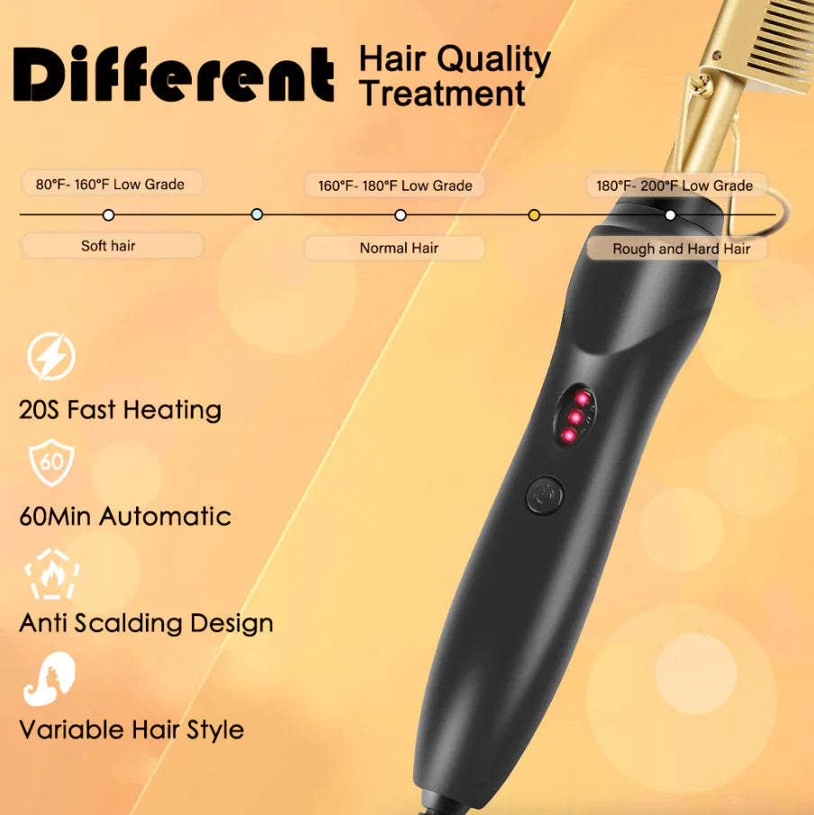 Hair Straightener Comb Pro Electric Beard Straightening Comb Heat Hot Comb Press