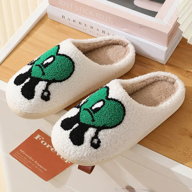 Bad Bunny Fluffy Slippers Women Warm Closed Plush Cotton