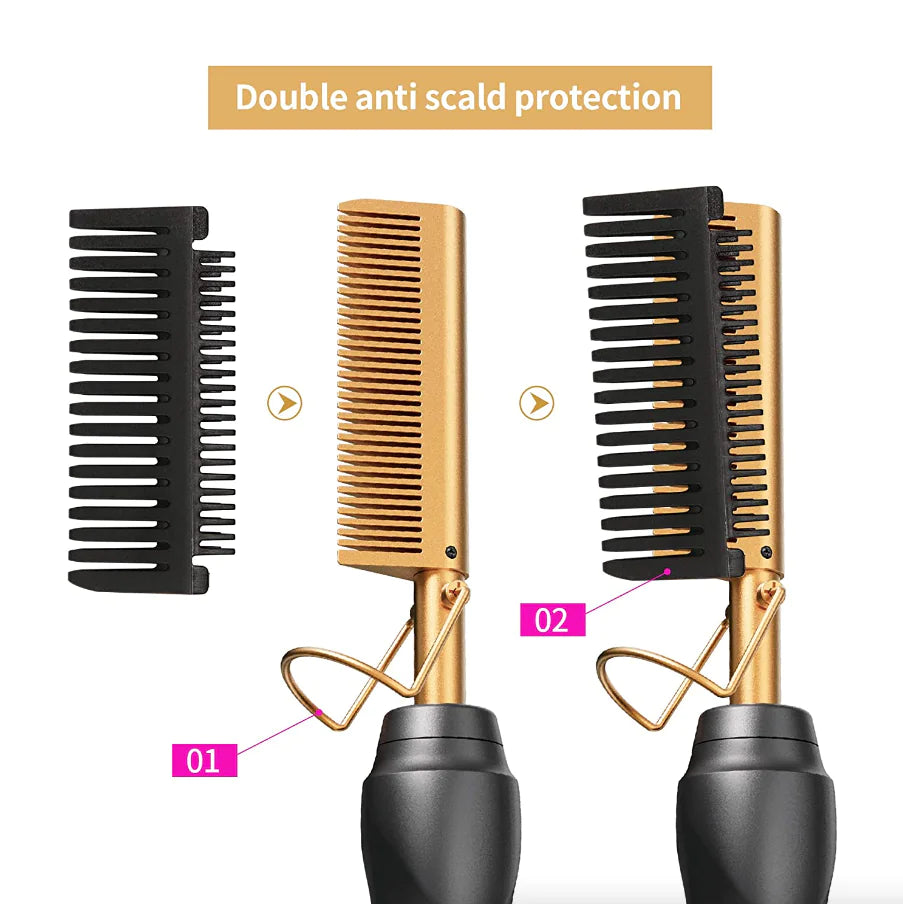 Hair Straightener Comb Pro Electric Beard Straightening Comb Heat Hot Comb Press